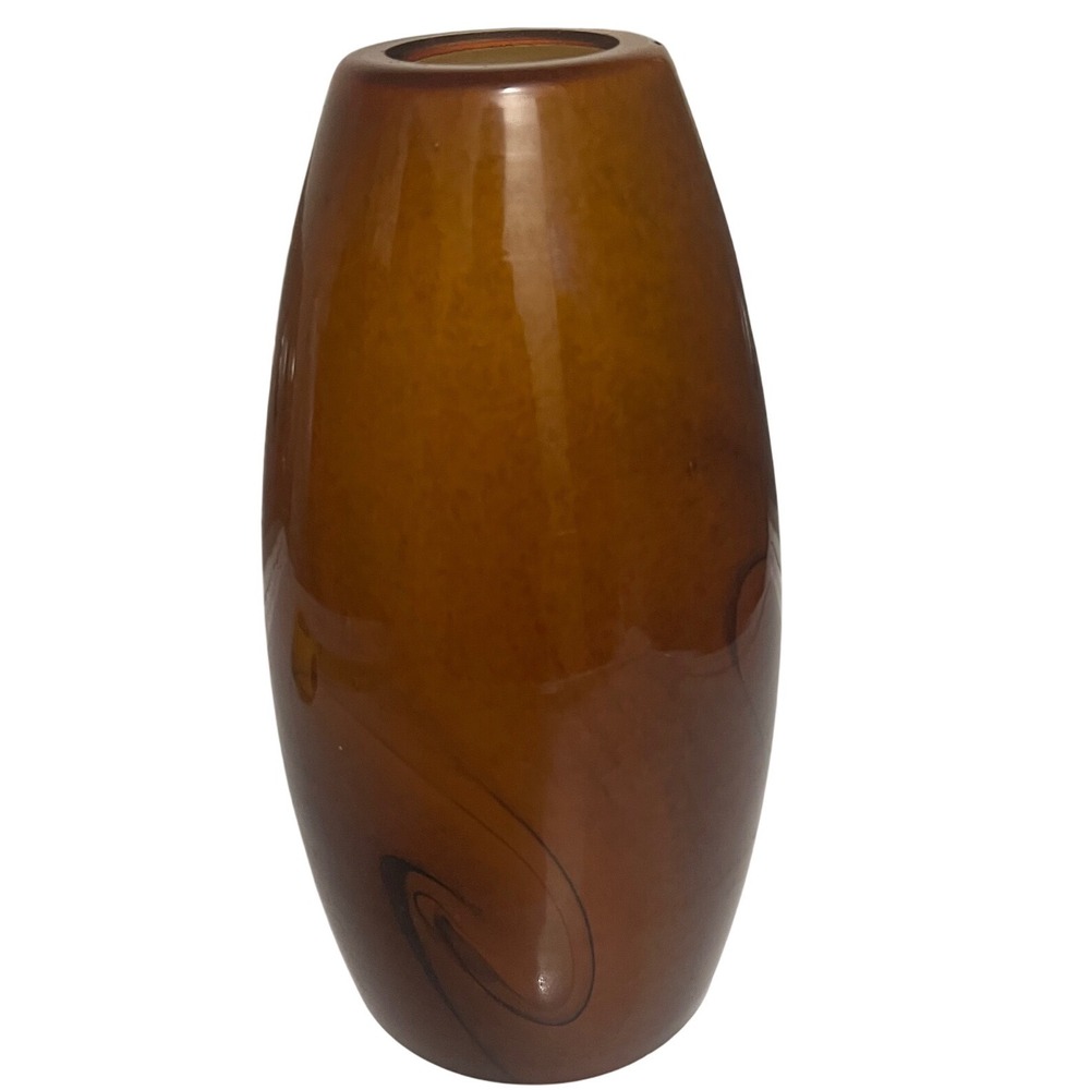 Unbranded Vase Unisex 9.5 Inch Amber Excellence Art Glass Swirl